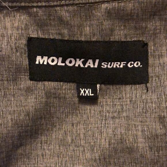 MOLOKAI SHORT SLEEVE BUTTON DOWN SHIRT HEATHER GRAY XXL - Picture 5 of 7